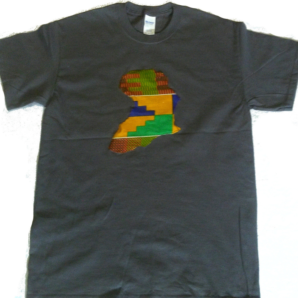 Charcoal African Print Kente Design Tshirt- Medium
